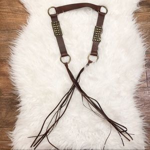 Brown Studded Fringe Women's Belt